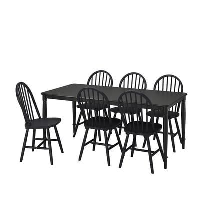 DANDERYD / SKOGSTA Table and 6 chairs, black/black, 180 cm