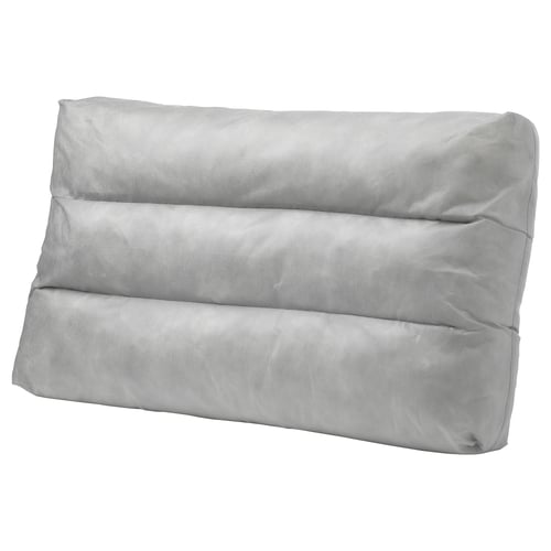 DUVHOLMEN cushion, grey, rectangular, soft polyester foam, neutral design.