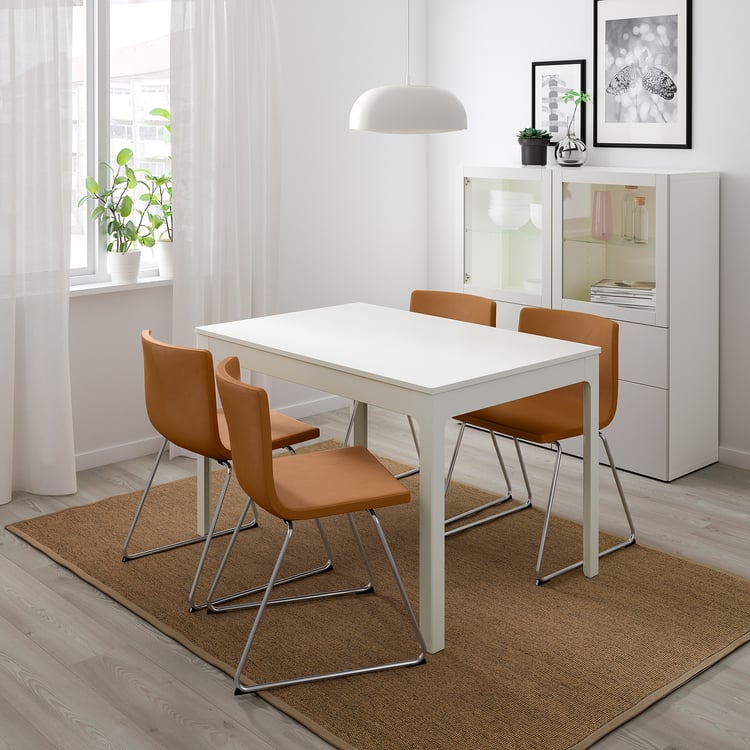 EKEDALEN / BERNHARD طاولة و4 كراسي أبيض/Mjuk ذهبييني IKEA EKEDALEN / BERNHARD طاولة و4 كراسي أبيض/Mjuk ذهبييني IKEA