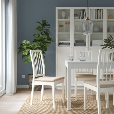 EKEDALEN Chair, white/Hakebo beige