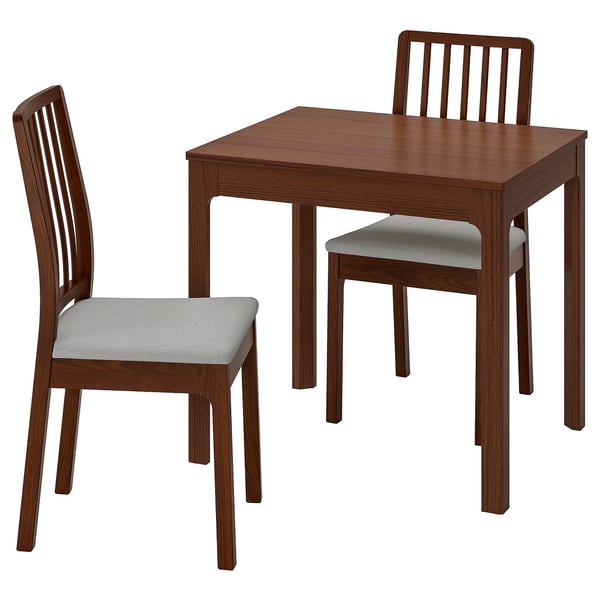 EKEDALEN / EKEDALEN Table and 2 chairs, brown/Orrsta light grey, 80/120 cm