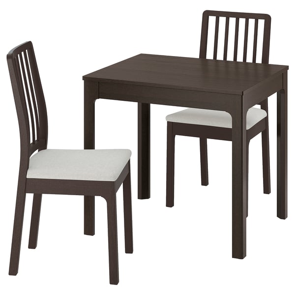 EKEDALEN / EKEDALEN Table and 2 chairs, dark brown/Hakebo beige dark brown, 80/120 cm
