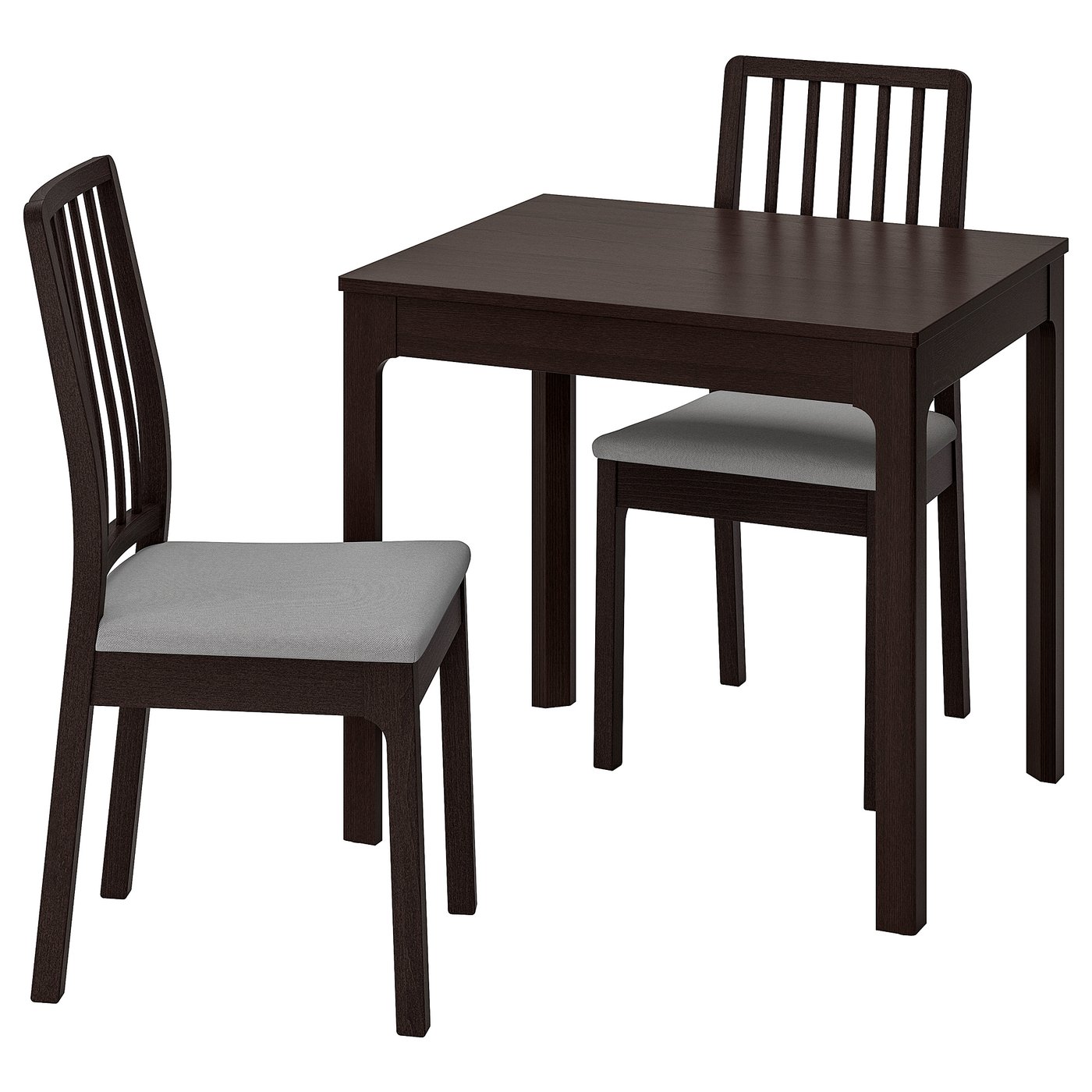 EKEDALEN / EKEDALEN table and 2 chairs, brown/Orrsta light grey