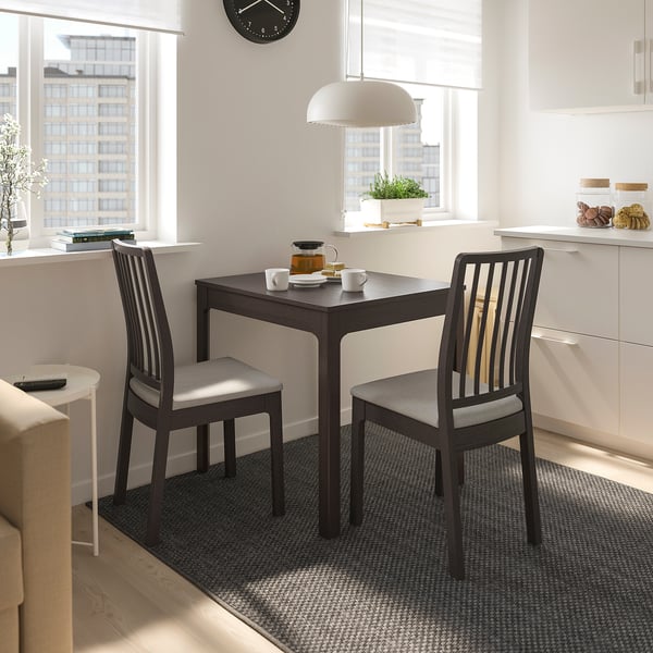 EKEDALEN / EKEDALEN Table and 2 chairs, dark brown/Orrsta light grey, 80/120 cm