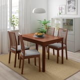 EKEDALEN / EKEDALEN Table and 4 chairs, brown/Orrsta light grey, 120/180 cm
