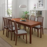 EKEDALEN / EKEDALEN Table and 4 chairs, brown/Orrsta light grey, 120/180 cm