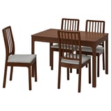 EKEDALEN / EKEDALEN Table and 4 chairs, brown/Orrsta light grey, 120/180 cm