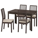 EKEDALEN / EKEDALEN Table and 4 chairs, dark brown/Hakebo beige dark brown, 120/180 cm