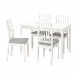 EKEDALEN / EKEDALEN Table and 4 chairs, white white/Orrsta light grey, 80/120 cm