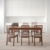 EKEDALEN / EKEDALEN Table and 6 chairs, brown/Orrsta light grey, 180/240 cm