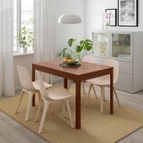 EKEDALEN / ODGER Table and 4 chairs, brown/white beige, 120/180 cm