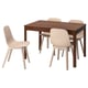 EKEDALEN / ODGER Table and 4 chairs, brown/white beige, 120/180 cm