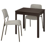 EKEDALEN / UDMUND Table and 2 chairs, dark brown brown/Viarp beige/brown, 80/120 cm
