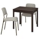 EKEDALEN / UDMUND Table and 2 chairs, dark brown brown/Viarp beige/brown, 80/120 cm