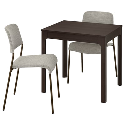 EKEDALEN / UDMUND Table and 2 chairs, dark brown brown/Viarp beige/brown, 80/120 cm