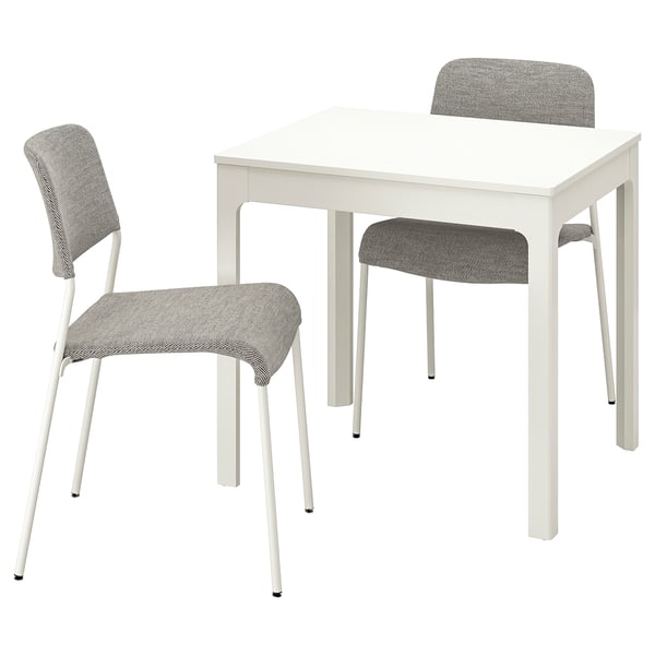 EKEDALEN / UDMUND Table and 2 chairs, white white/Viarp beige/brown, 80/120 cm