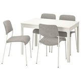 EKEDALEN / UDMUND Table and 4 chairs, white white/Viarp beige/brown, 120/180 cm