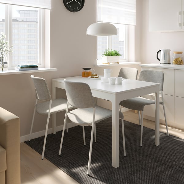 EKEDALEN / UDMUND Table and 4 chairs, white white/Viarp beige/brown, 120/180 cm