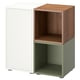 Option: EKET Cabinet combination with feet, white/walnut effect grey-green, 70x35x72 cm