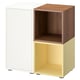 Option: EKET Cabinet combination with feet, white/walnut effect pale yellow, 70x35x72 cm