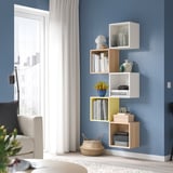 EKET Wall-mounted shelving unit, white stained oak effect, 35x25x35 cm