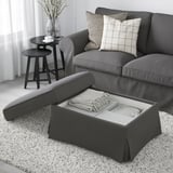 EKTORP Footstool with storage, Hakebo dark grey