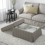 EKTORP Footstool with storage, Karlshov beige/multicolour