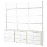 ELVARLI Open storage combination, white, 258x51x222-350 cm
