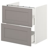 ENHET Base cb f washbasin w 2 drawers, white/grey frame, 60x42x60 cm