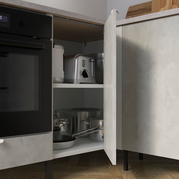 ENHET Corner kitchen, white/concrete effect white