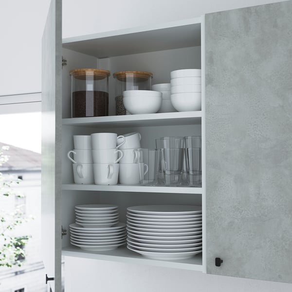 ENHET Kitchen, anthracite/concrete effect, 123x63.5x222 cm