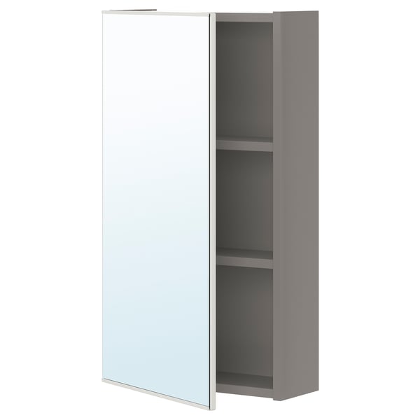 ENHET Mirror cabinet with 1 door, grey, 40x17x75 cm