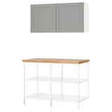 ENHET Storage combination, white/grey frame, 123x63.5x207 cm