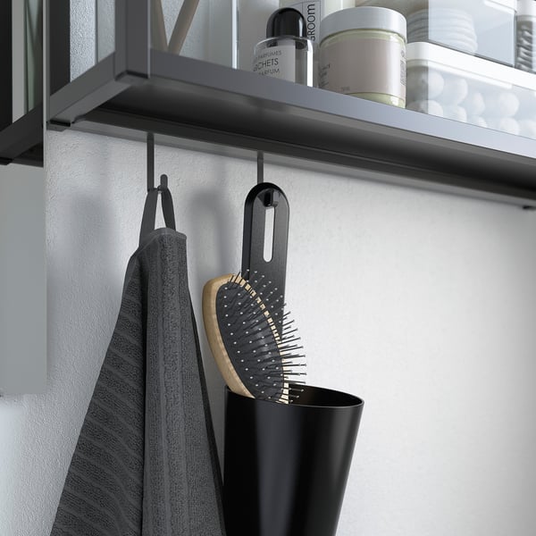 ENHET / TVÄLLEN Bathroom furniture, set of 11, white/anthracite Pilkån tap, 84x43x87 cm