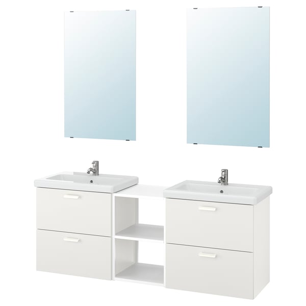 ENHET / TVÄLLEN Bathroom furniture, set of 15, white/Pilkån tap, 164x43x65 cm