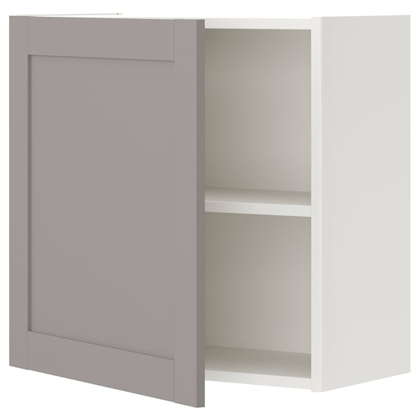 ENHET Wall cb w 1 shlf/door, white/grey frame, 60x32x60 cm