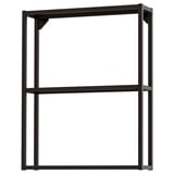 Black ENHET metal storage frame with 2 open shelves, sleek design.