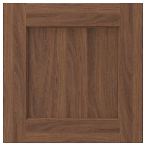 ENKÖPING brown walnut cabinet door, square, wood texture, framed.
