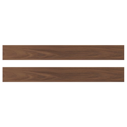 Two brown walnut wooden panels with a grain texture. They are rectangular and framed.