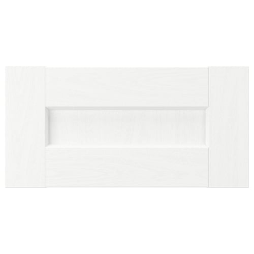White ENKÖPING bookshelf, rectangular, durable fiberboard with subtle wood grain.