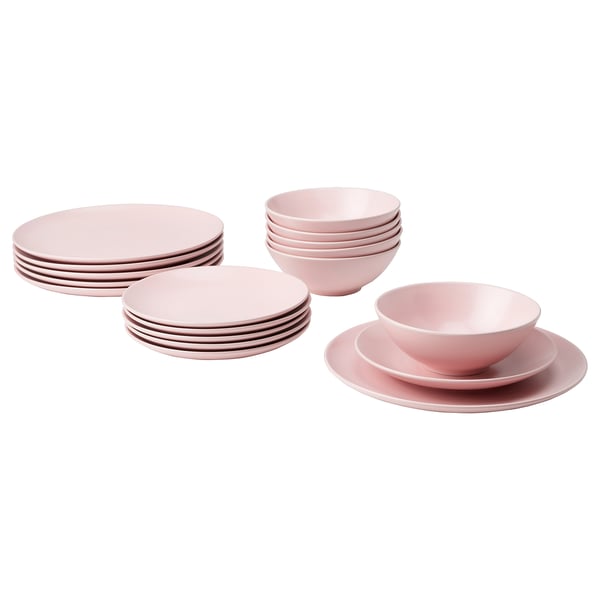 FÄRGKLAR 18-piece service, matt light pink