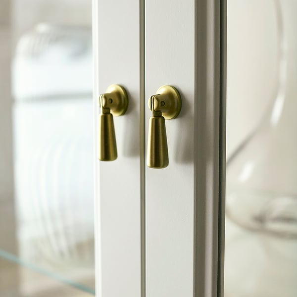 FÄRJKARL Glass-door cabinet, off-white, 87x45x161 cm