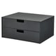 Option: FJÄDERHARV Mini chest with 2 drawers, anthracite, 32x25 cm