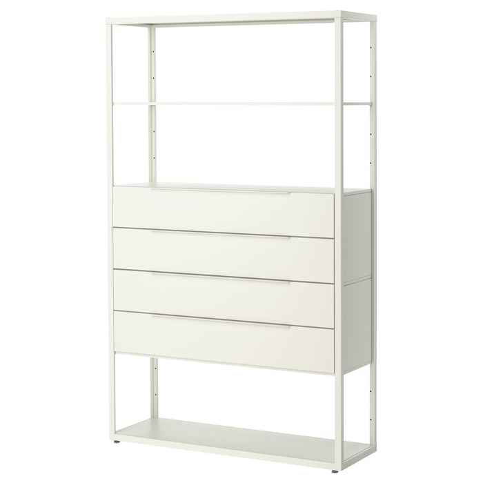 FJÄLKINGE shelving unit with drawers, white, 118x35x193 cm IKEA