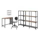FJÄLLBO/KULLABERG / GULLHULT Desk and storage combination, and swivel chair black/pine
