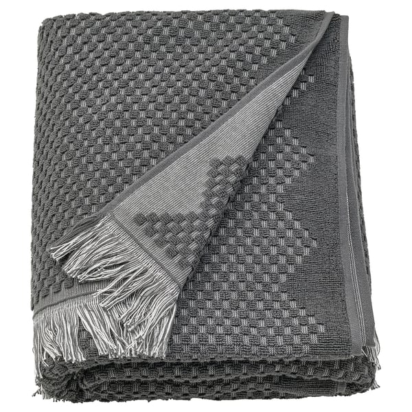 FJÄLLSTARR Bath sheet, dark grey, 100x150 cm