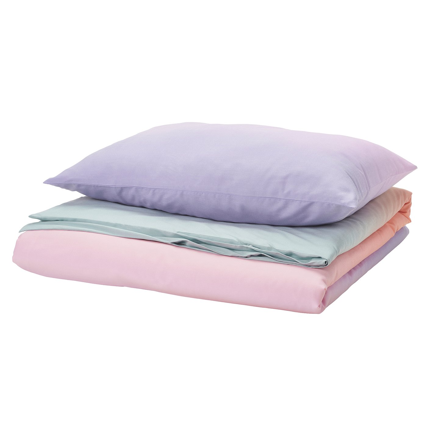 Pastel FLÄDERBUSKE bedding, recycled polyester & viscose, smooth finish.