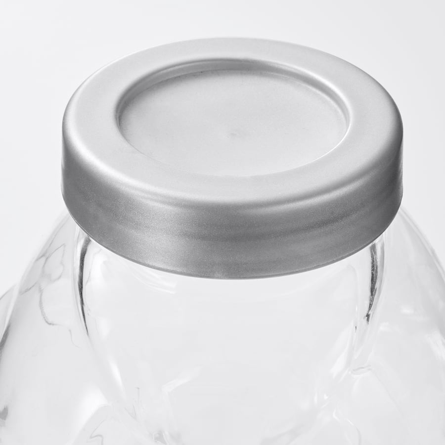 FÖRVAR jar with lid, glass/aluminiumcolour, 1.8 l IKEA