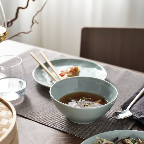 FORELLTETRA Bowl, turquoise/grey, 15 cm