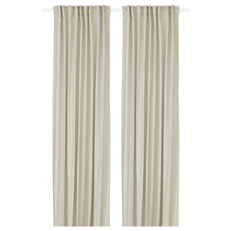 GINSTMOTT curtains, 1 pair, beige/with heading tape, 145x300 cm - IKEA